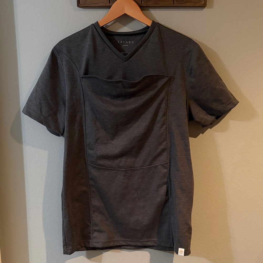 Lalabu Dad Shirt Gray V Neck size L